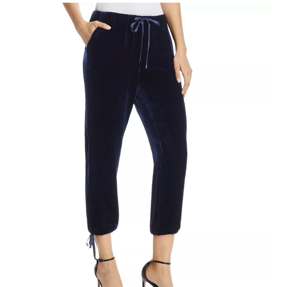 Joie Silk Blend Joggers in Midnight Blue Velvet Size M EUC